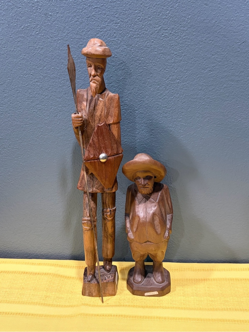 Vintage Don Quixote & Sancho Panza Sculptures - Flawless Walnut Hand Carved